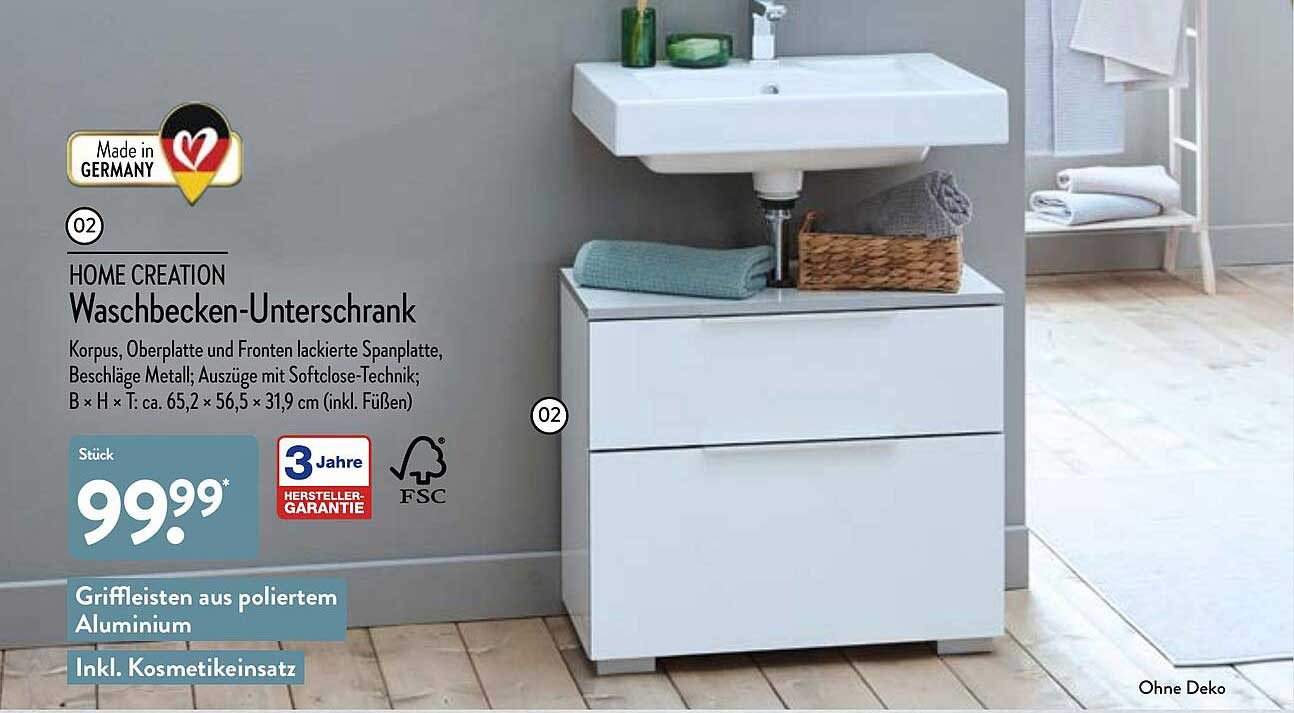 Home Creation Waschbecken-Unterschrank Angebot Bei Aldi Nord pertaining to Badezimmer Unterschrank Aldi