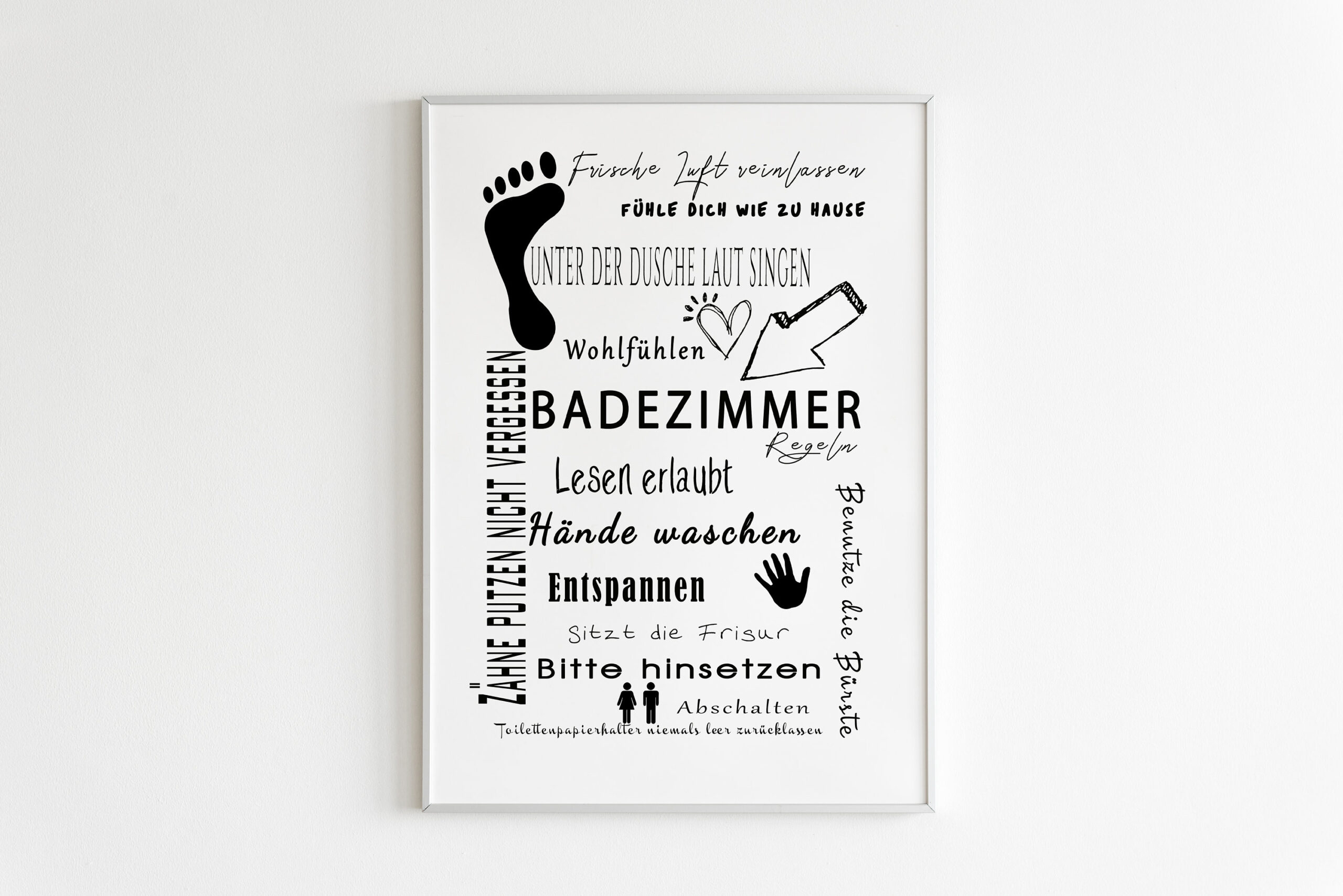 Kunstdruck-Wandbild-Badezimmerregeln-Spruch-Toilette-Modern Art-Poster  Wc-Skandinavisch-Nordisch-Typografie-Dina4 regarding Badezimmer Regeln